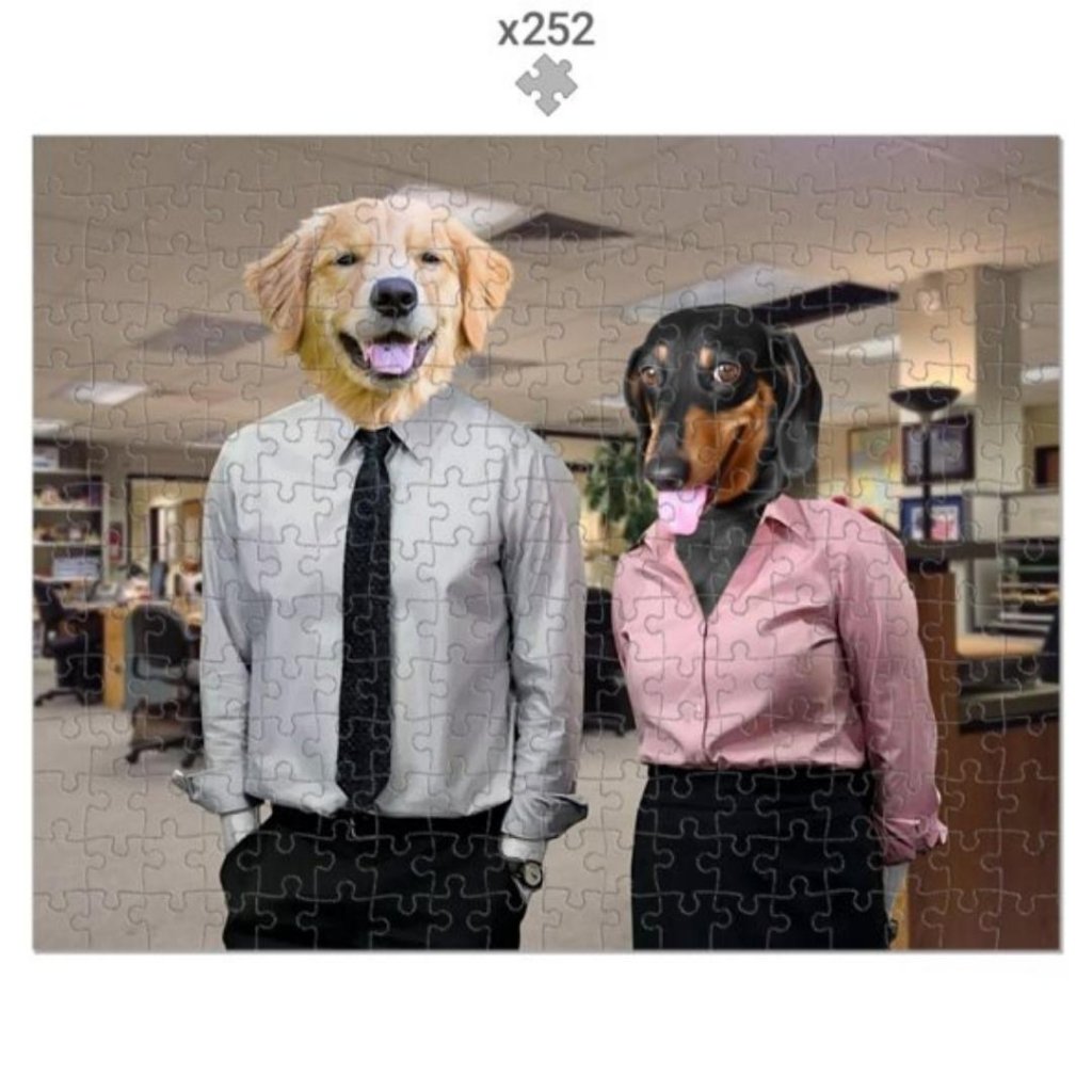 Pet Portraits | The Jim & Pam (The Office Inspired): Custom Pet Puzzle | Paw & Glory