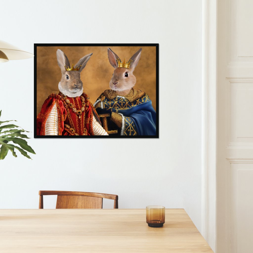 Pet Portraits | The King & Queen: Animal Art Framed Portrait | Paw & Glory