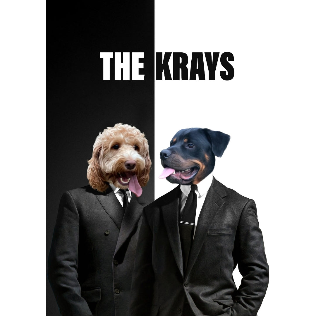 Vintage Gangster Twins Custom Digital Download Pet Portra...