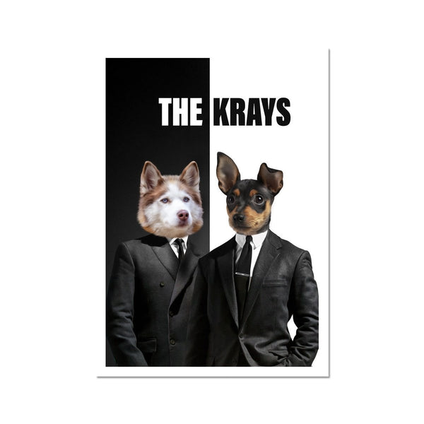 Vintage Gangster Twins Custom Pet Poster | Pet Portrait Print | Paw & Glory