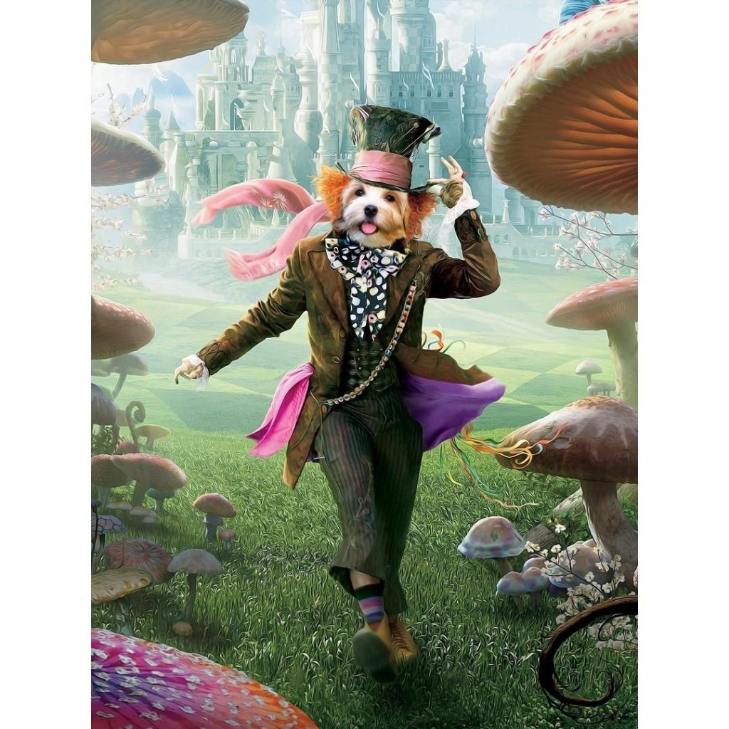 Pet Portraits | The Mad Hatter: Custom Digital Download Pet Portrait | Paw & Glory