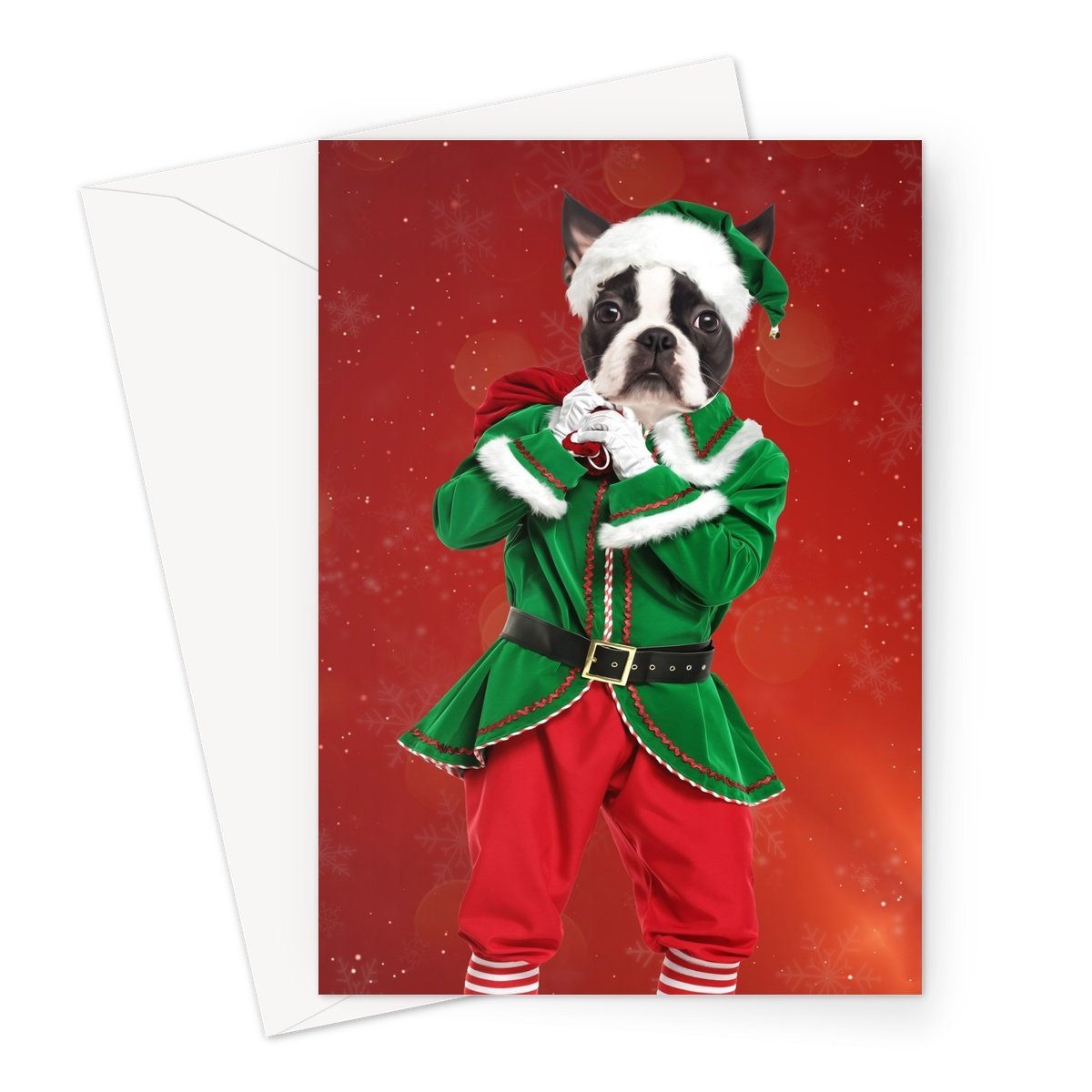 The Male Elf: Custom Pet Greeting Card - Paw & Glory - Dog Portraits - Pet Portraits