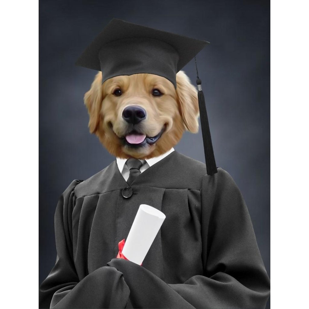 Pet Portraits | The Male Graduate: Custom Digital Download Pet Portrait | Paw & Glory