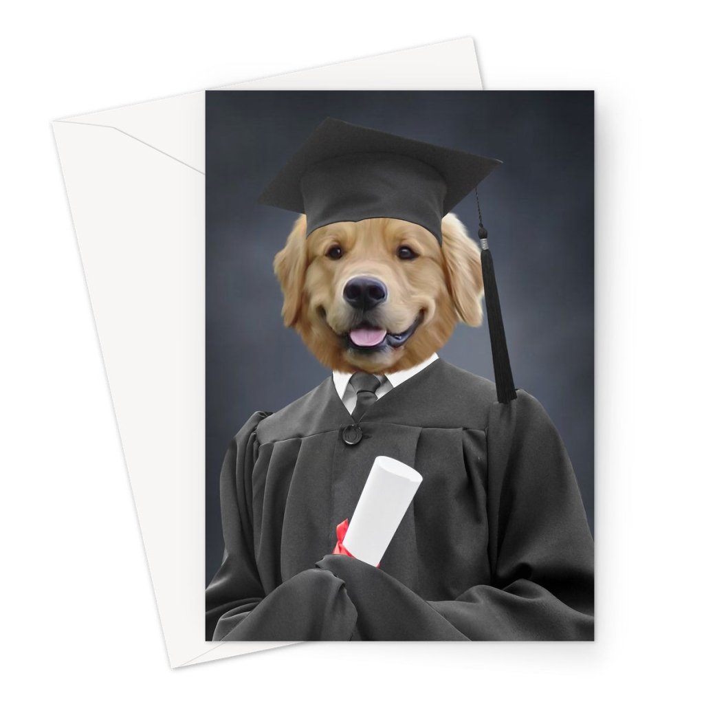 The Male Graduate: Custom Pet Greeting Card - Paw & Glory - Dog Portraits - Pet Portraits