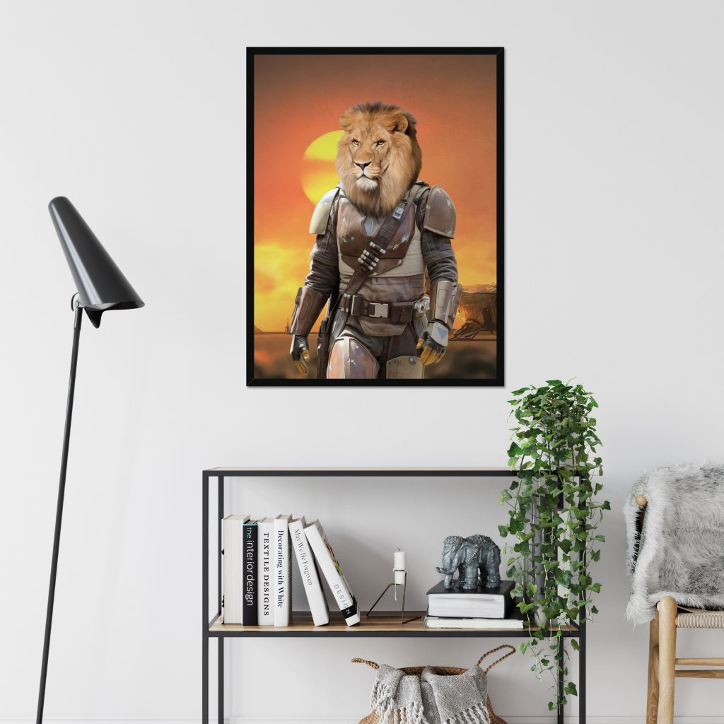 Pet Portraits | The Mando (Star Wars Inspired): Animal Art Framed Portrait | Paw & Glory