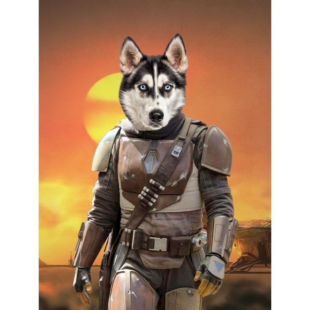 Pet Portraits | The Mando (Star Wars Inspired): Custom Digital Download Pet Portrait | Paw & Glory