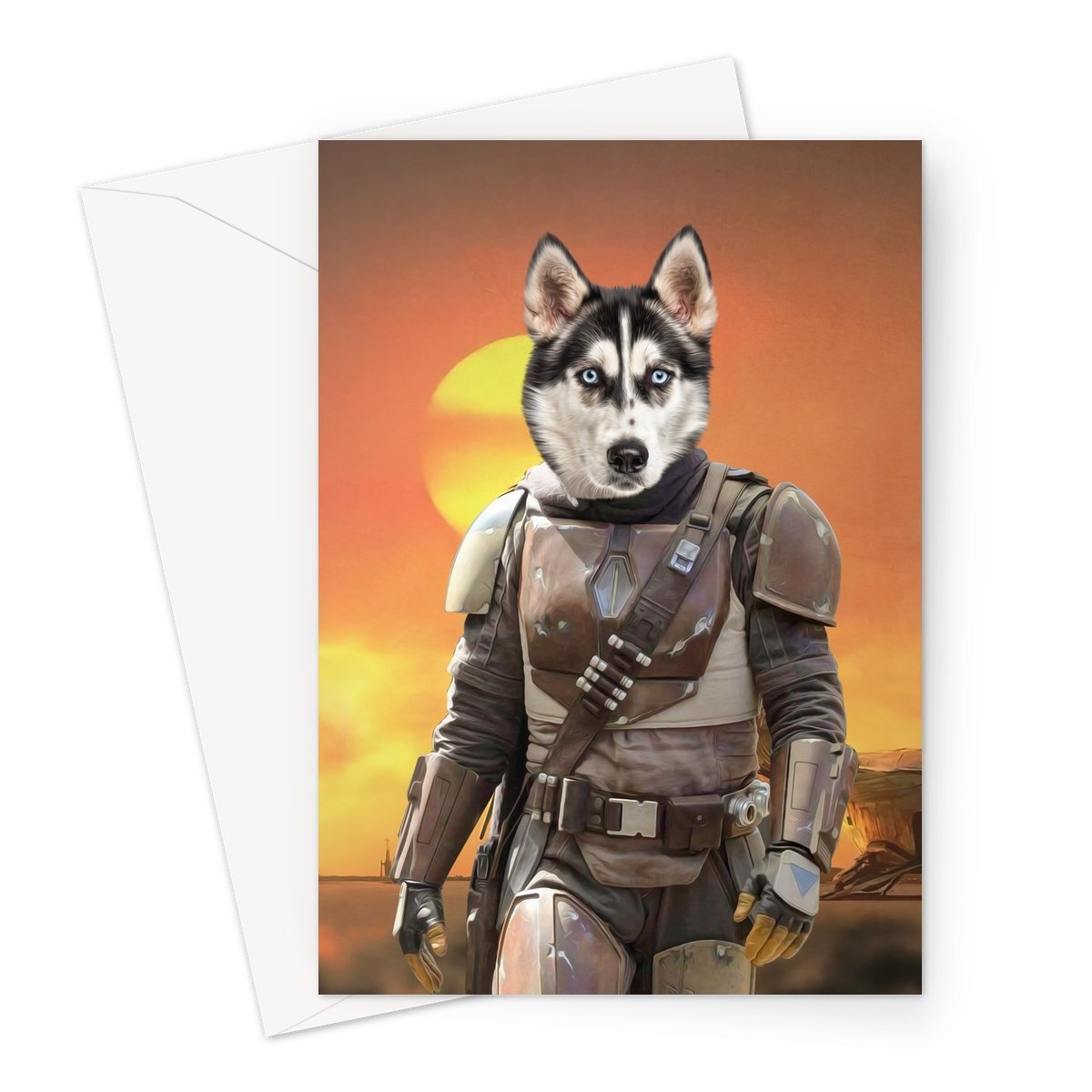 Pet Portraits | The Mando (Star Wars Inspired): Custom Pet Greeting Card | Paw & Glory