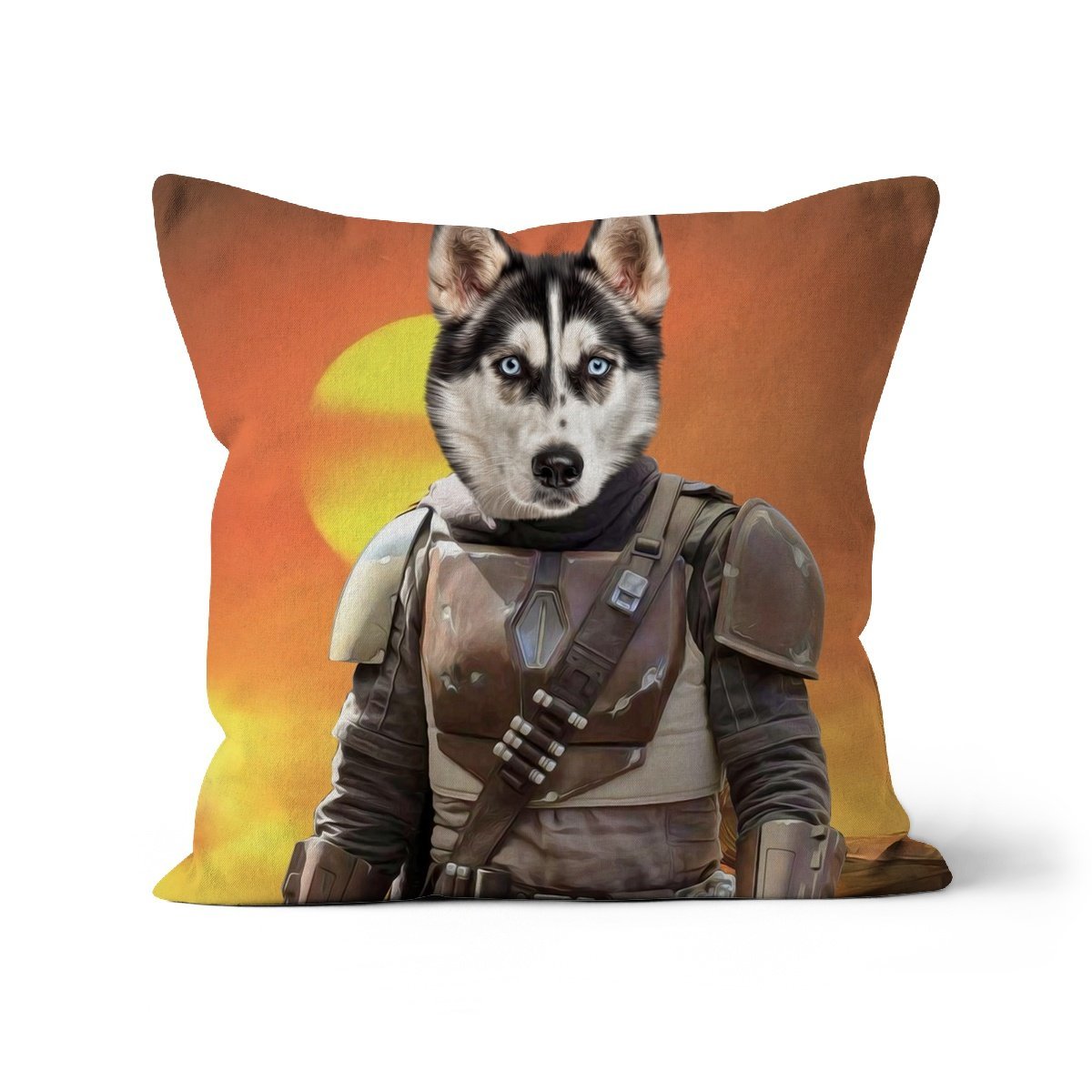 Pet Portraits | The Mando (Star Wars Inspired): Custom Pet Pillow | Paw & Glory