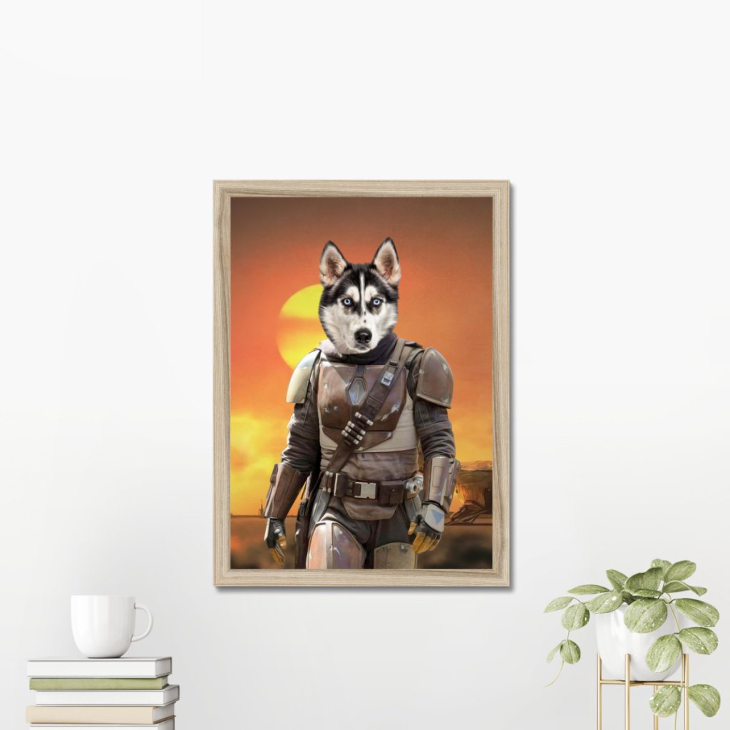 Armoured Bounty Hunter Custom Pet Portrait | Paw & Glory