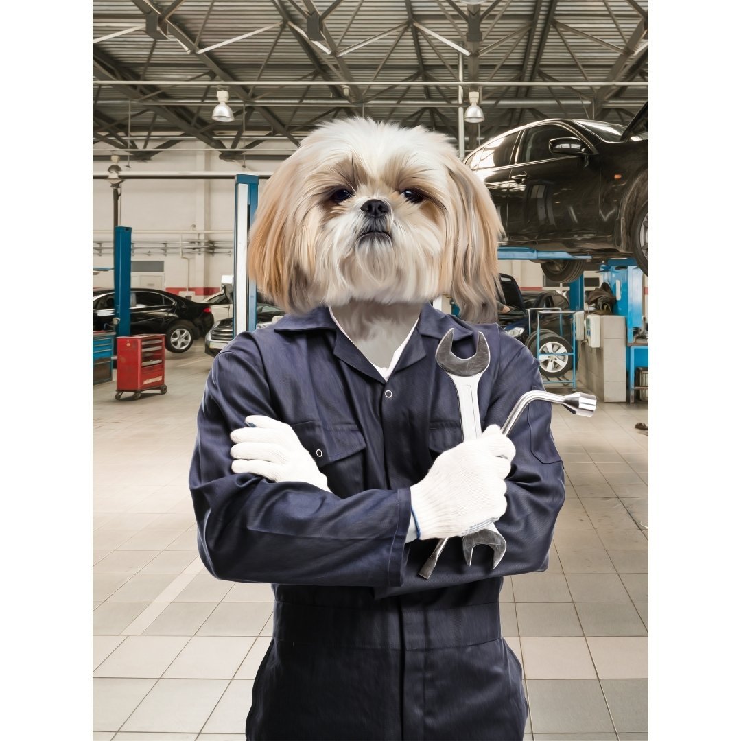 Pet Portraits | The Mechanic: Custom Digital Download Pet Portrait | Paw & Glory