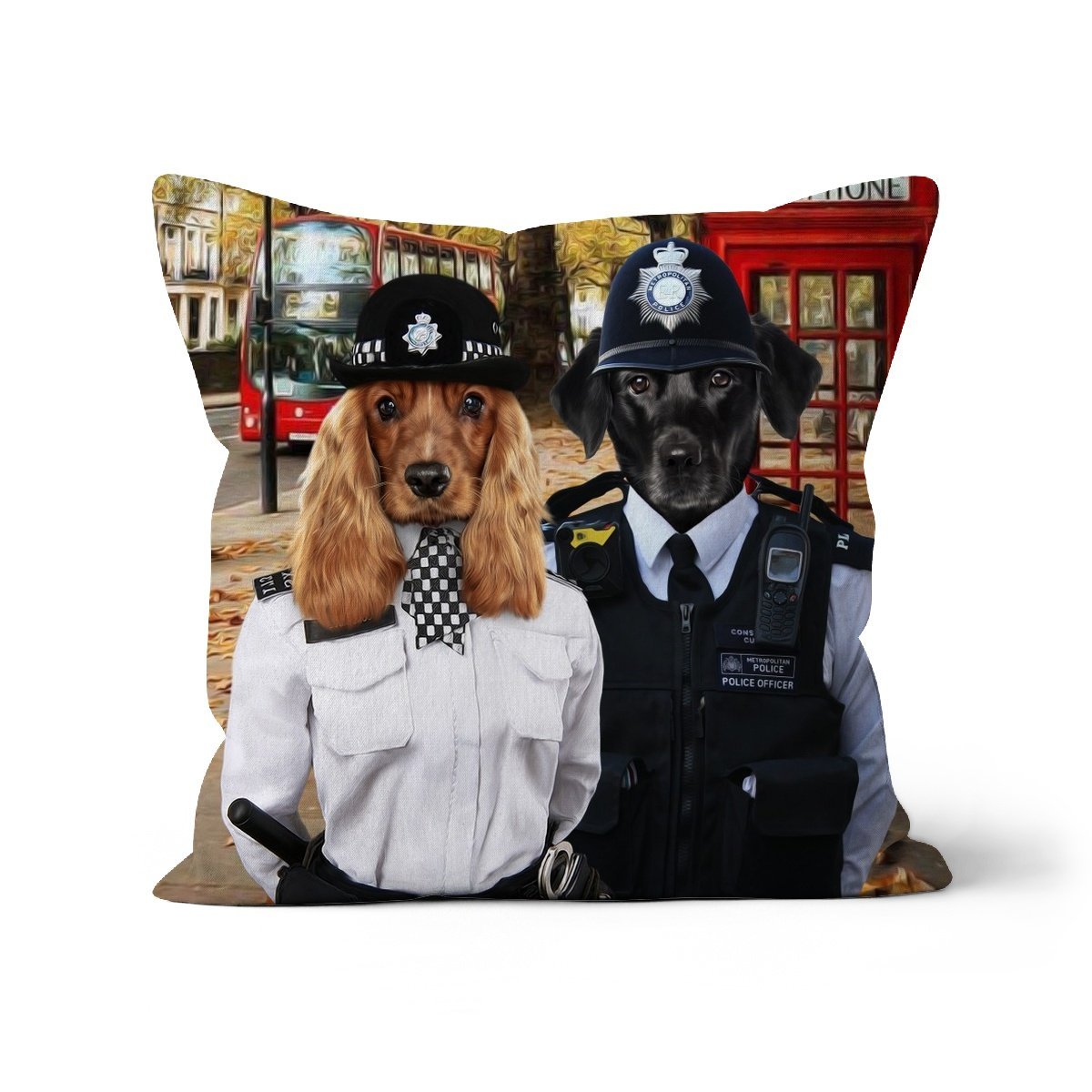 The Met Police Officers: Custom Pet Pillow - Paw & Glory - Dog Portraits - Pet Portraits