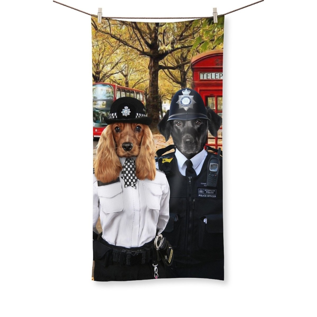 Pet Portraits | The Met Police Officers: Custom Pet Towel | Paw & Glory