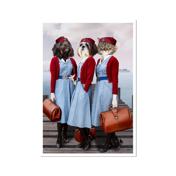Vintage Midwives Custom Pet Poster | Custom Pet Portrait Print | Paw & Glory