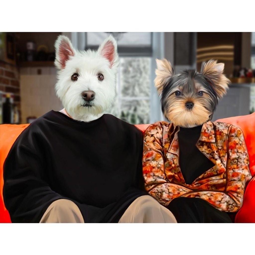 Pet Portraits | The Monica & Ross (Friends Inspired): Custom Digital Download Pet Portrait | Paw & Glory