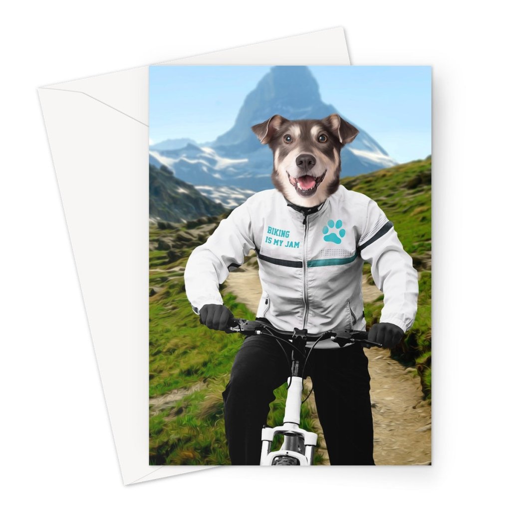 Pet Portraits | The Mountain Biking: Custom Pet Greeting Card | Paw & Glory