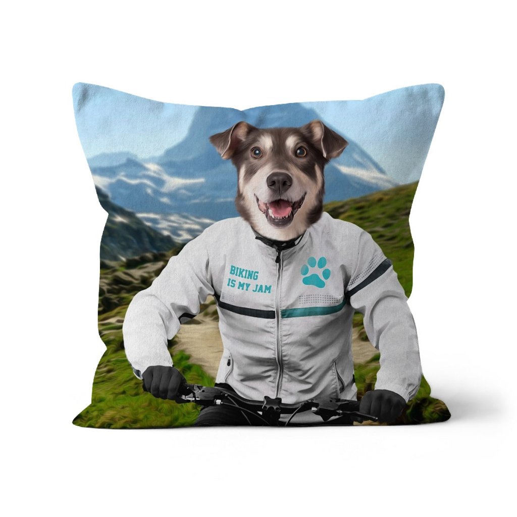 Pet Portraits | The Mountain Biking: Custom Pet Pillow | Paw & Glory