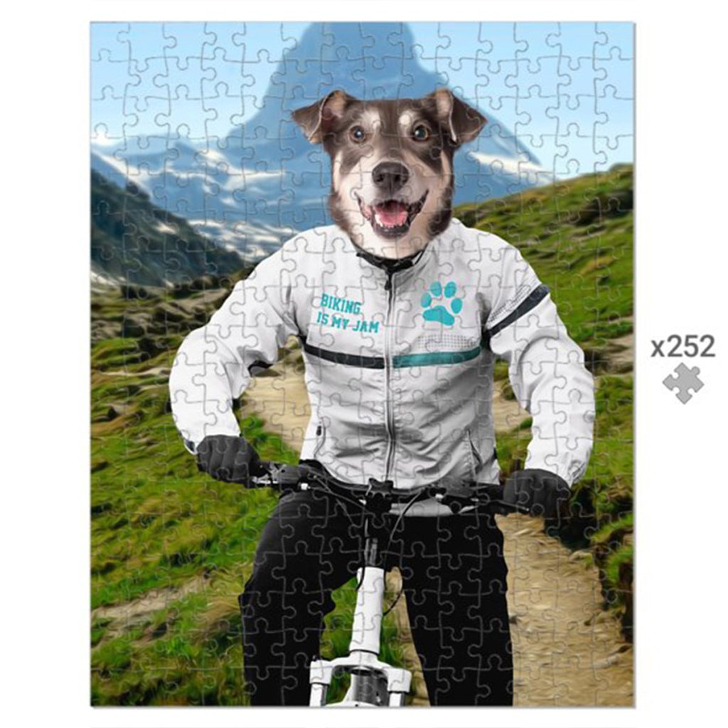 Pet Portraits | The Mountain Biking: Custom Pet Puzzle | Paw & Glory
