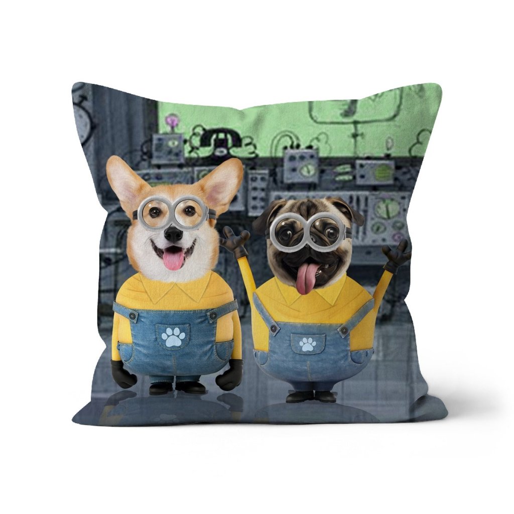 Pet Portraits | The Naughty Duo (Minions Inspired): Custom Pet Pillow | Paw & Glory