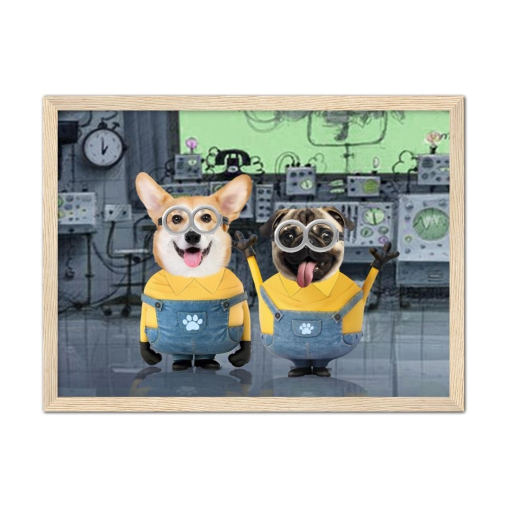 Pet Portraits | The Naughty Duo (Minions Inspired): Custom Pet Portrait | Paw & Glory