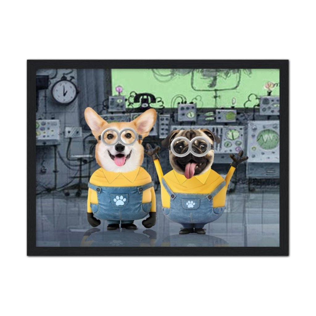 Pet Portraits | The Naughty Duo (Minions Inspired): Custom Pet Portrait | Paw & Glory