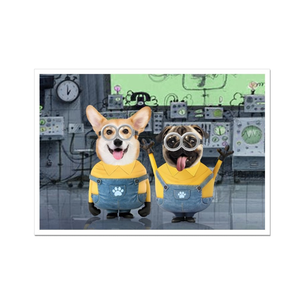 Pet Portraits | The Naughty Duo (Minions Inspired): Custom Pet Portrait | Paw & Glory