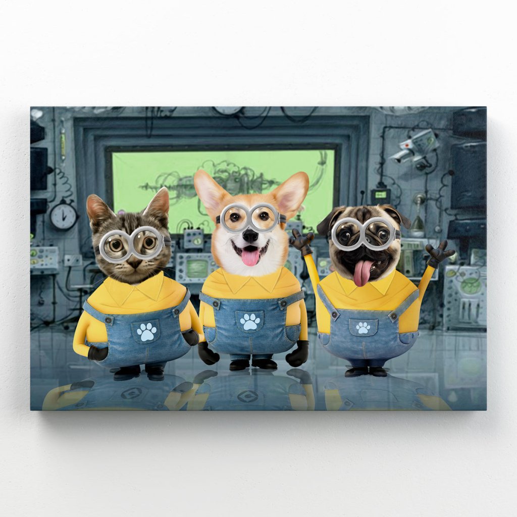 Cheeky Sidekick Trio Custom Pet Canvas | Custom Pet Portrait Canvas | Paw & Glory