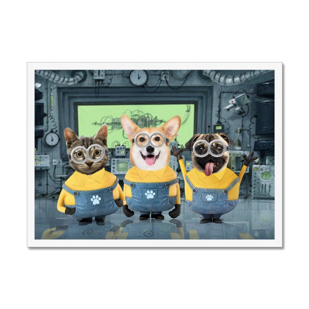 Pet Portraits | The Naughty Trio (Minions Inspired): Custom Pet Portrait | Paw & Glory