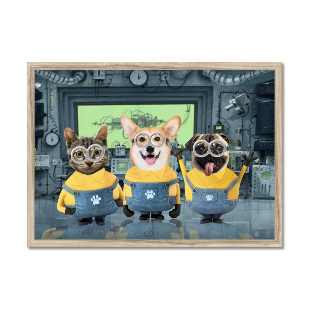 Pet Portraits | The Naughty Trio (Minions Inspired): Custom Pet Portrait | Paw & Glory