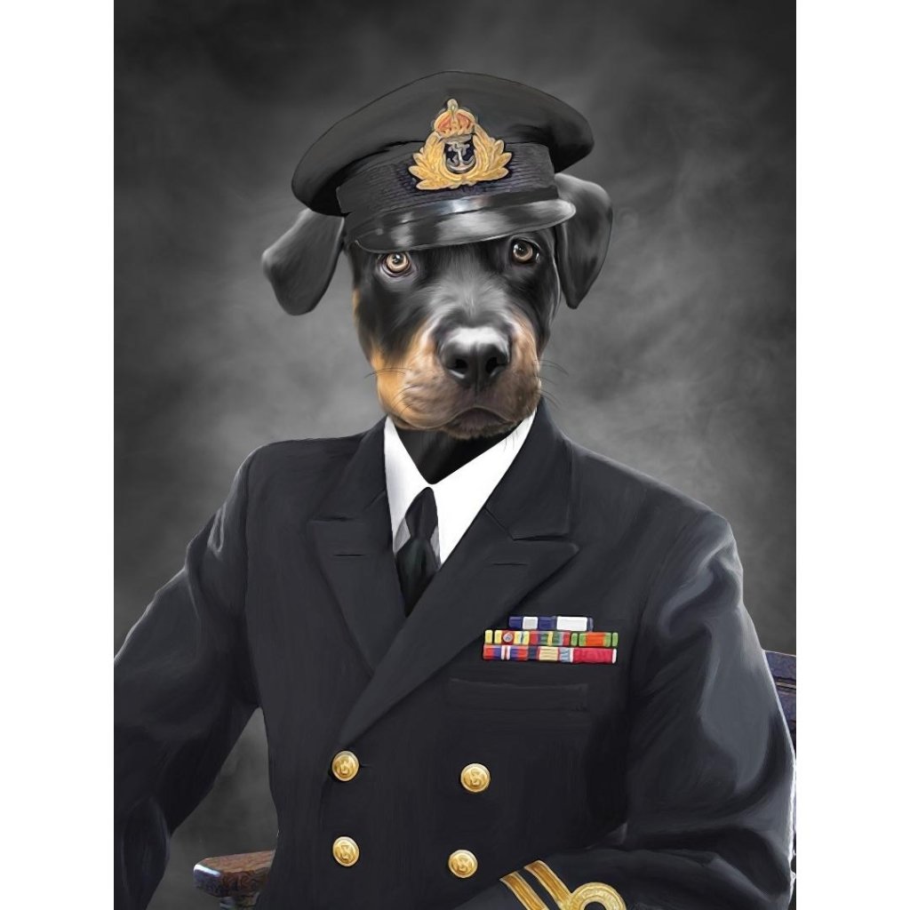Pet Portraits | The Naval Chief: Custom Digital Download Pet Portrait | Paw & Glory