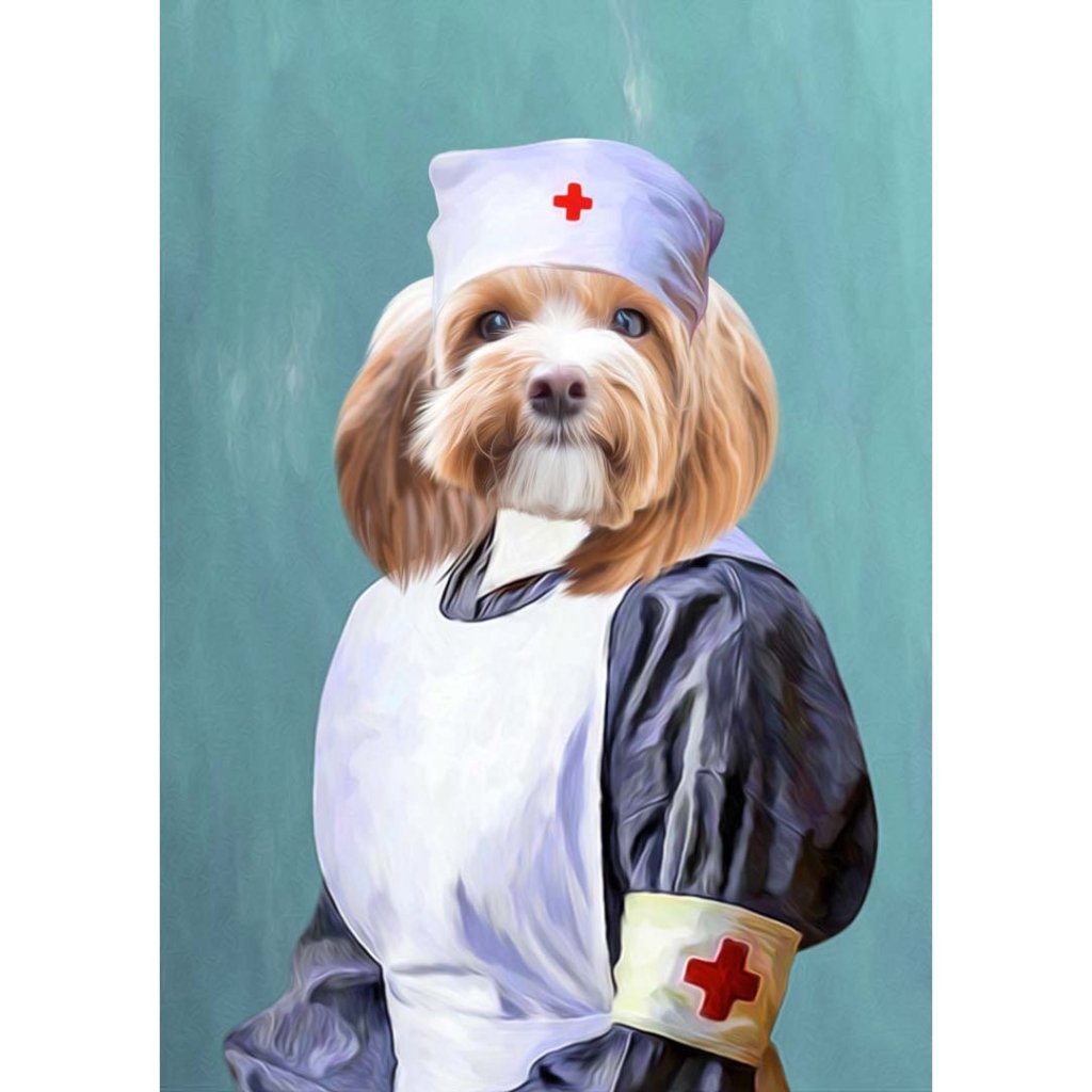 The Nurse: Custom Digital Download Pet Portrait - Paw & Glory - Dog Portraits - Pet Portraits