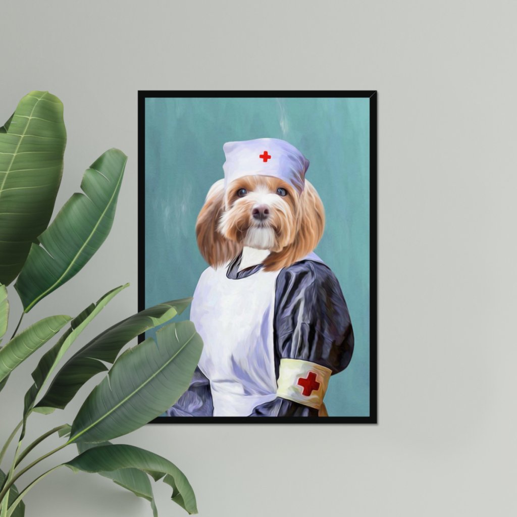 The Nurse: Custom Pet Portrait - Paw & Glory - Dog Portraits - Pet Portraits