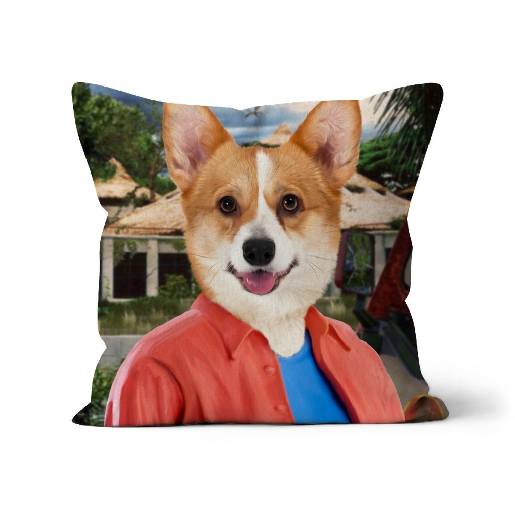 Pet Portraits | The Pawleobotanis (Jurassic Park Inspired): Custom Pet Pillow | Paw & Glory