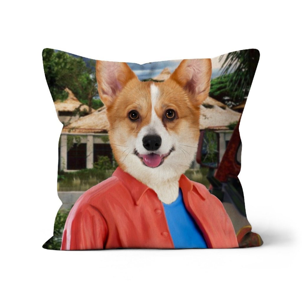 Pet Portraits | The Pawleobotanis (Jurassic Park Inspired): Custom Pet Pillow | Paw & Glory