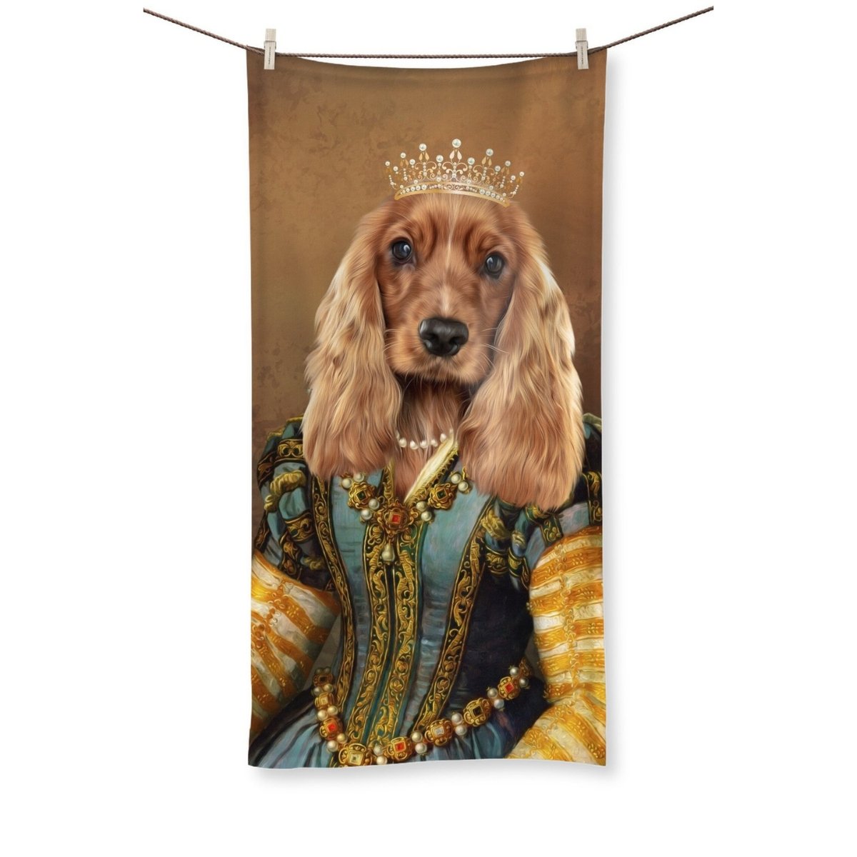 The Pearl Princess: Custom Pet Towel - Paw & Glory - Dog Portraits - Pet Portraits