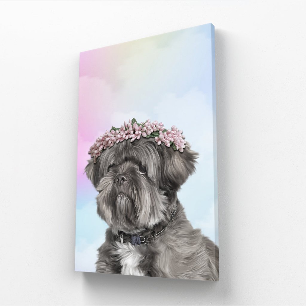 Pet Portraits | The Pink Blossom Crown: Minimalist Pet Canvas | Paw & Glory