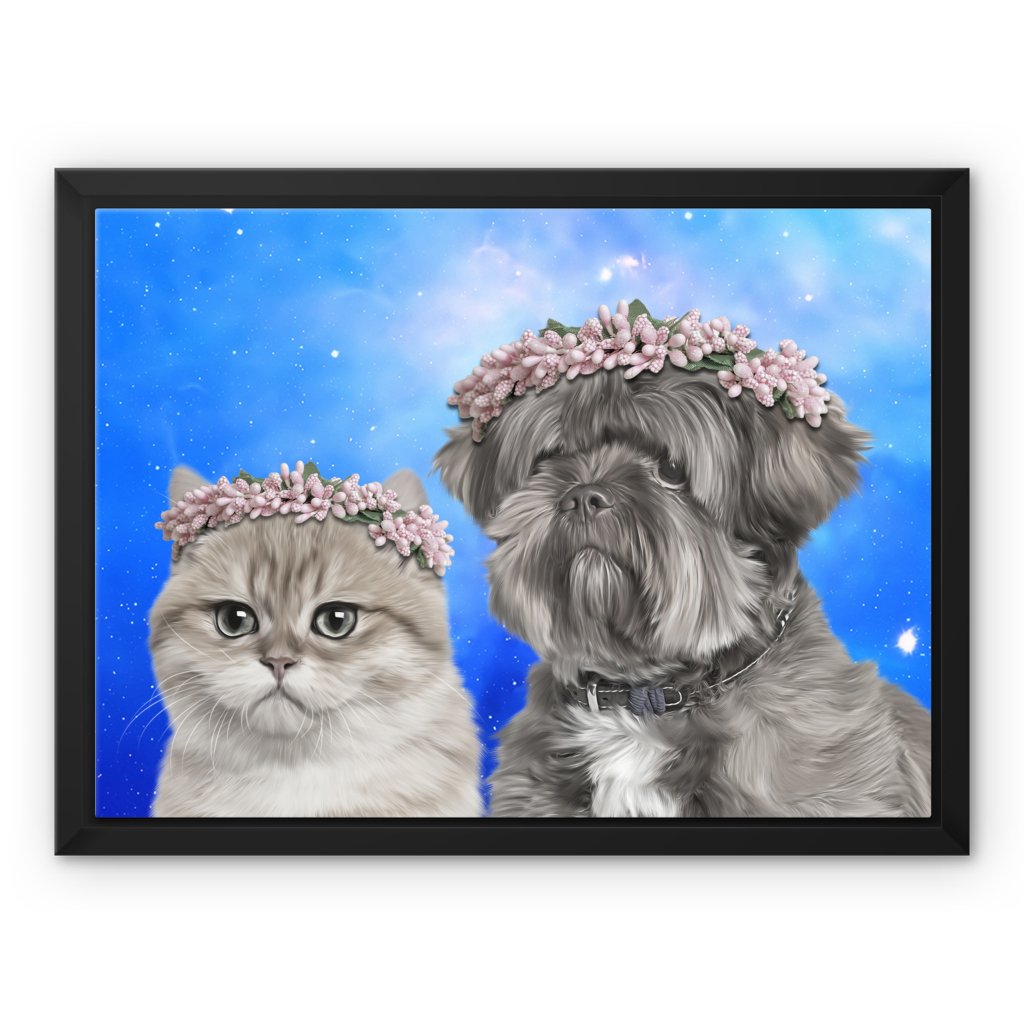 Pet Portraits | The Pink Blossom Crown: Minimalist Pet Canvas | Paw & Glory