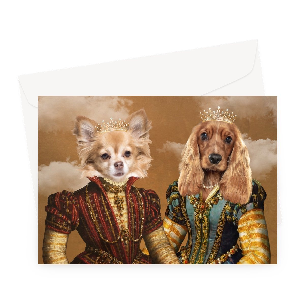 The Princesses: Custom 2 Pet Greeting Card - Paw & Glory - Dog Portraits - Pet Portraits