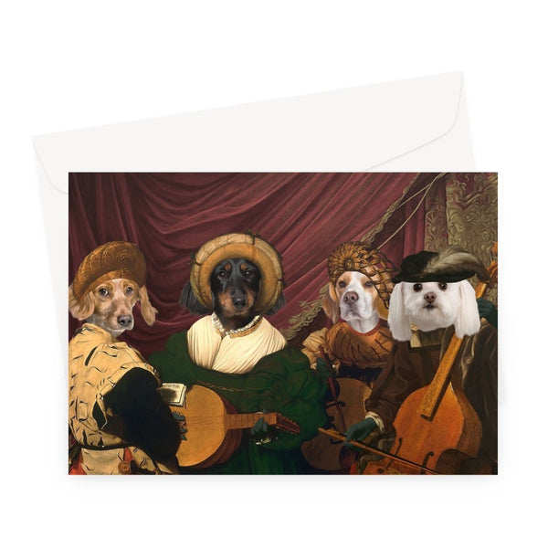 The Quartet: Custom Pet Greeting Card | royal pet portrait | Paw & Glory