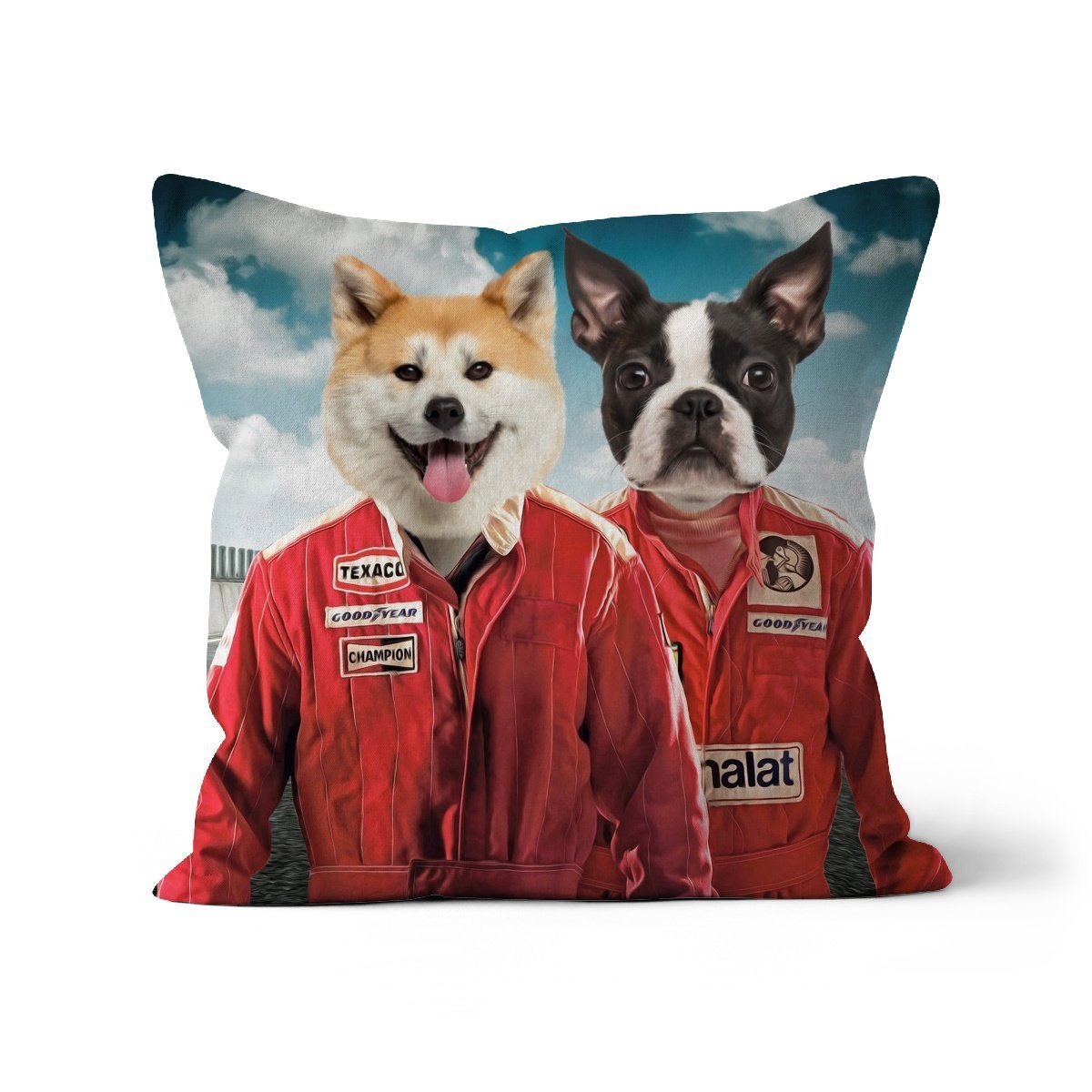 Pet Portraits | The Race Car Drivers: Custom Pet Pillow | Paw & Glory