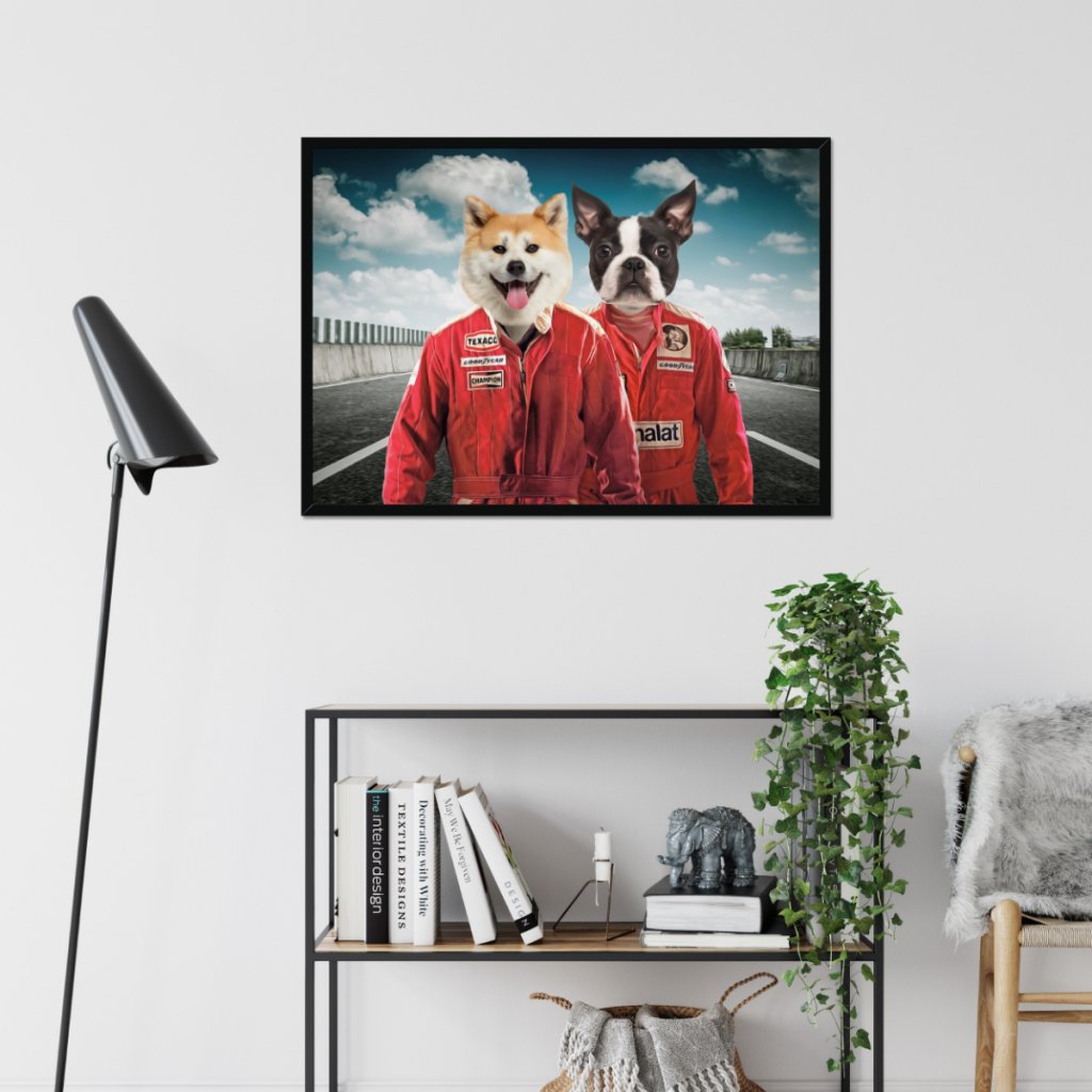 Pet Portraits | The Race Car Drivers: Custom Pet Portrait | Paw & Glory