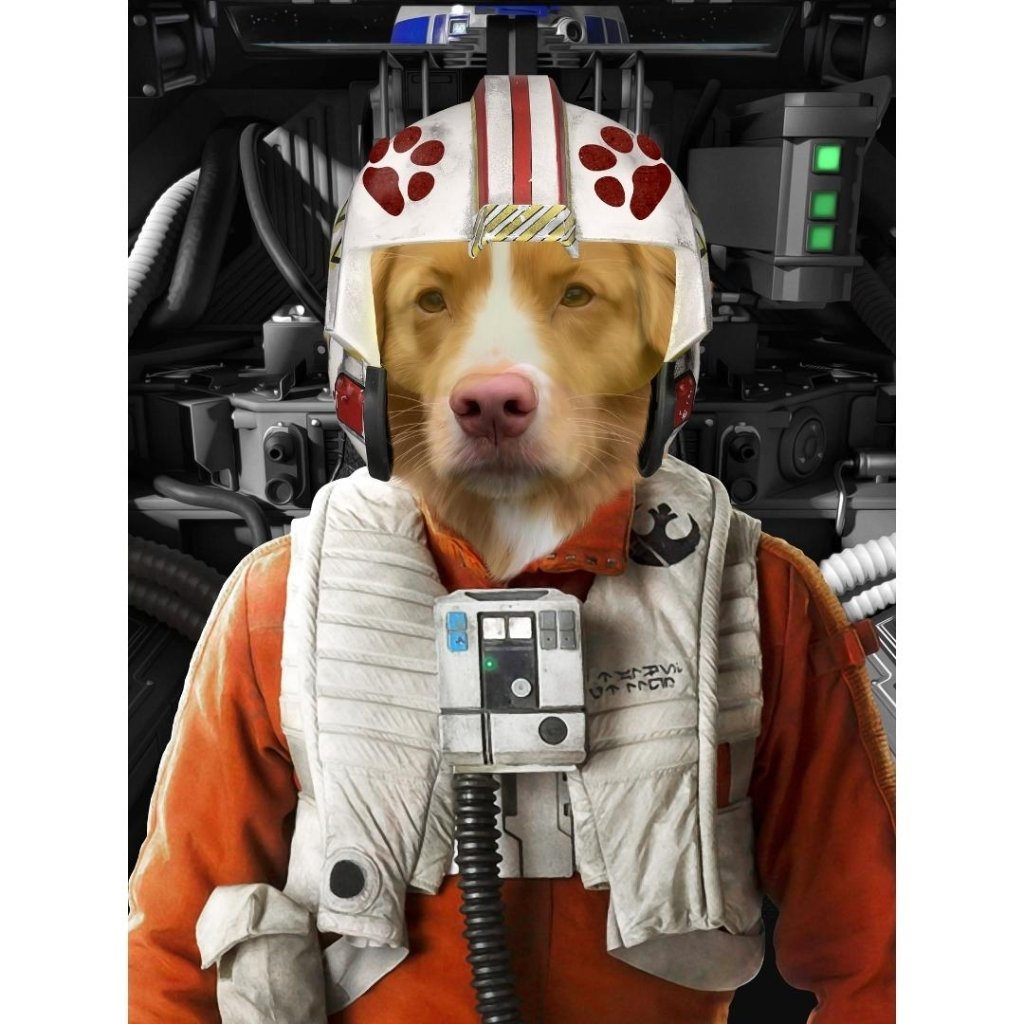 Pet Portraits | The Rebel Pilot (Star Wars Inspired): Custom Digital Download Pet Portrait | Paw & Glory