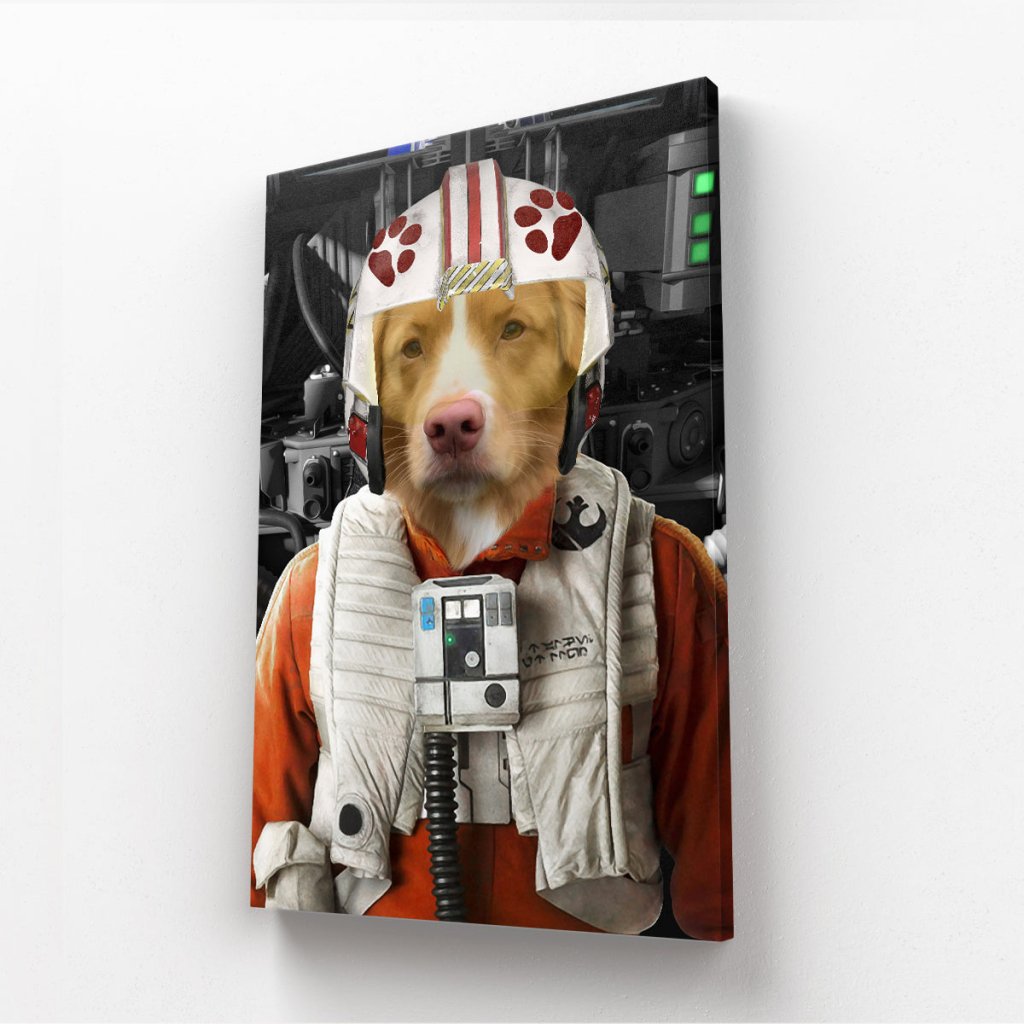 Pet Portraits | The Rebel Pilot (Star Wars Inspired): Custom Pet Canvas | Paw & Glory