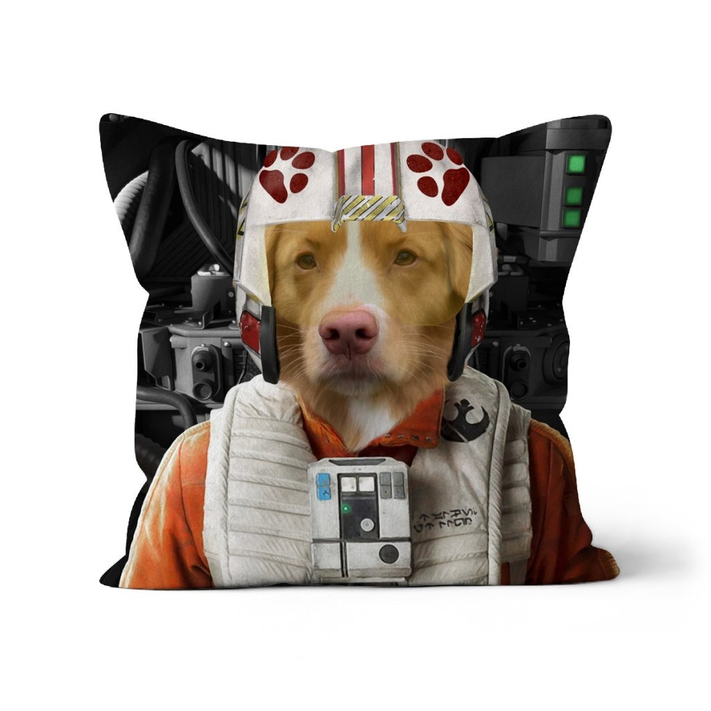 Pet Portraits | The Rebel Pilot (Star Wars Inspired): Custom Pet Pillow | Paw & Glory