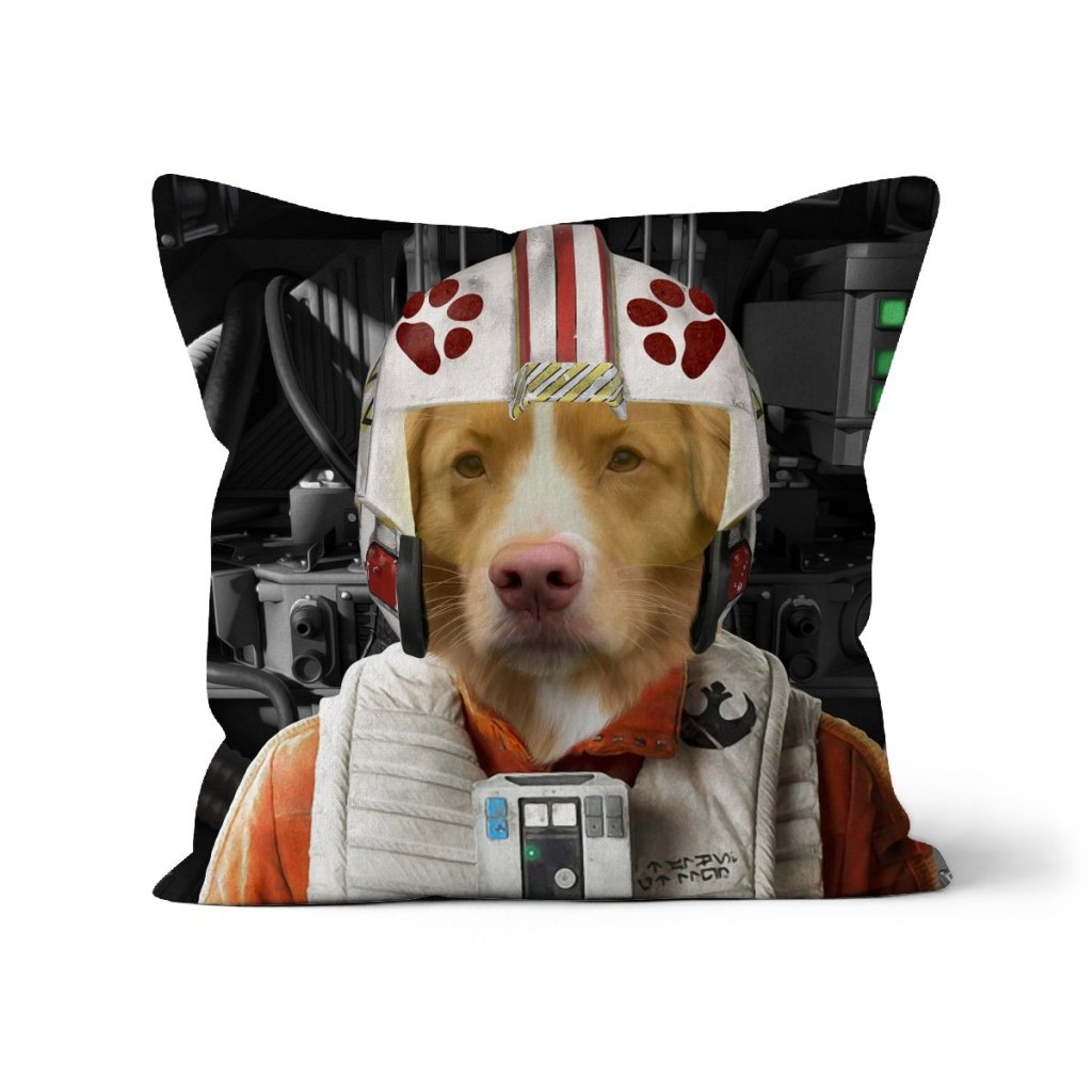 Pet Portraits | The Rebel Pilot (Star Wars Inspired): Custom Pet Pillow | Paw & Glory