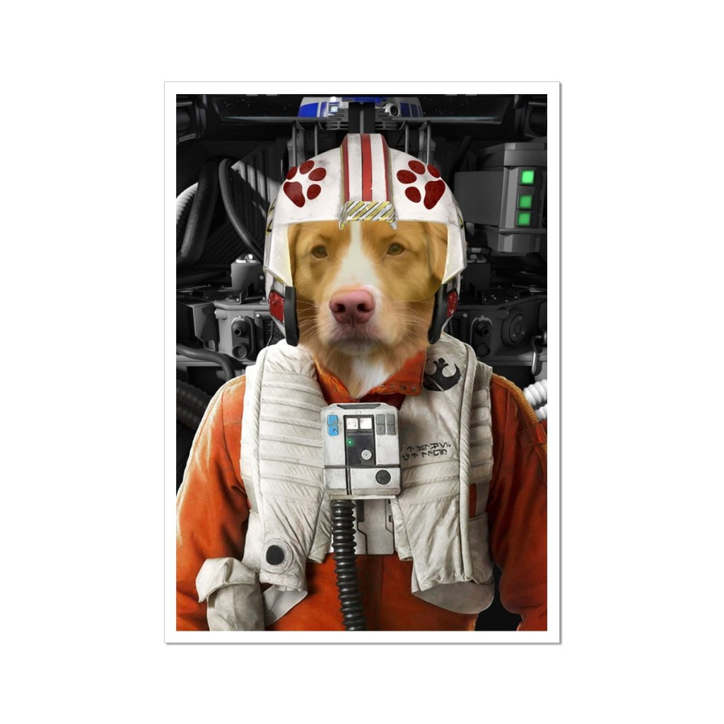 Pet Portraits | The Rebel Pilot (Star Wars Inspired): Custom Pet Poster | Paw & Glory