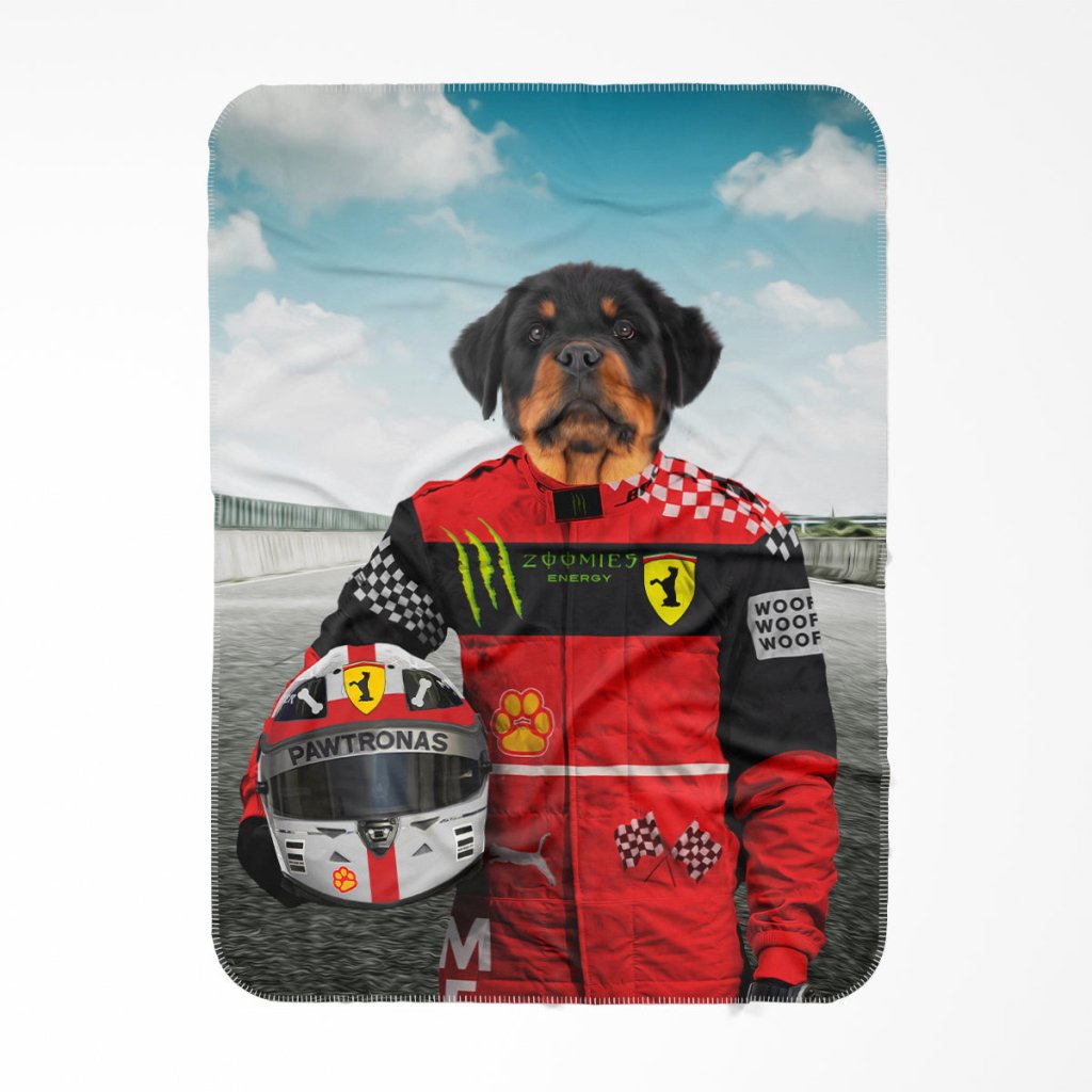 Pet Portraits | The Red Legendary Driver: Custom Pet Blanket | Paw & Glory
