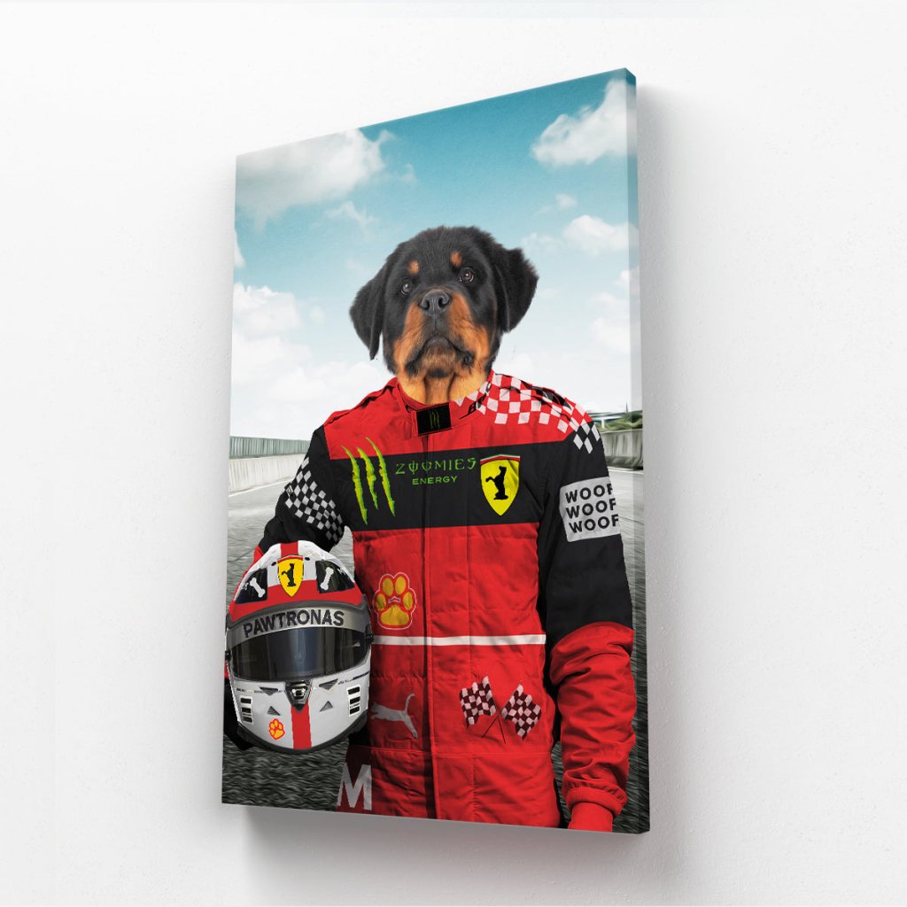 Pet Portraits | The Red Legendary Driver: Custom Pet Canvas | Paw & Glory
