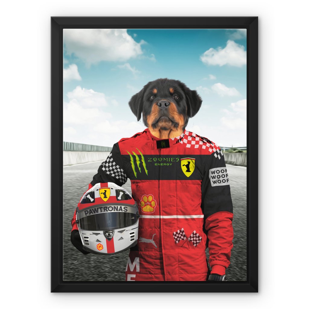 Pet Portraits | The Red Legendary Driver: Custom Pet Canvas | Paw & Glory