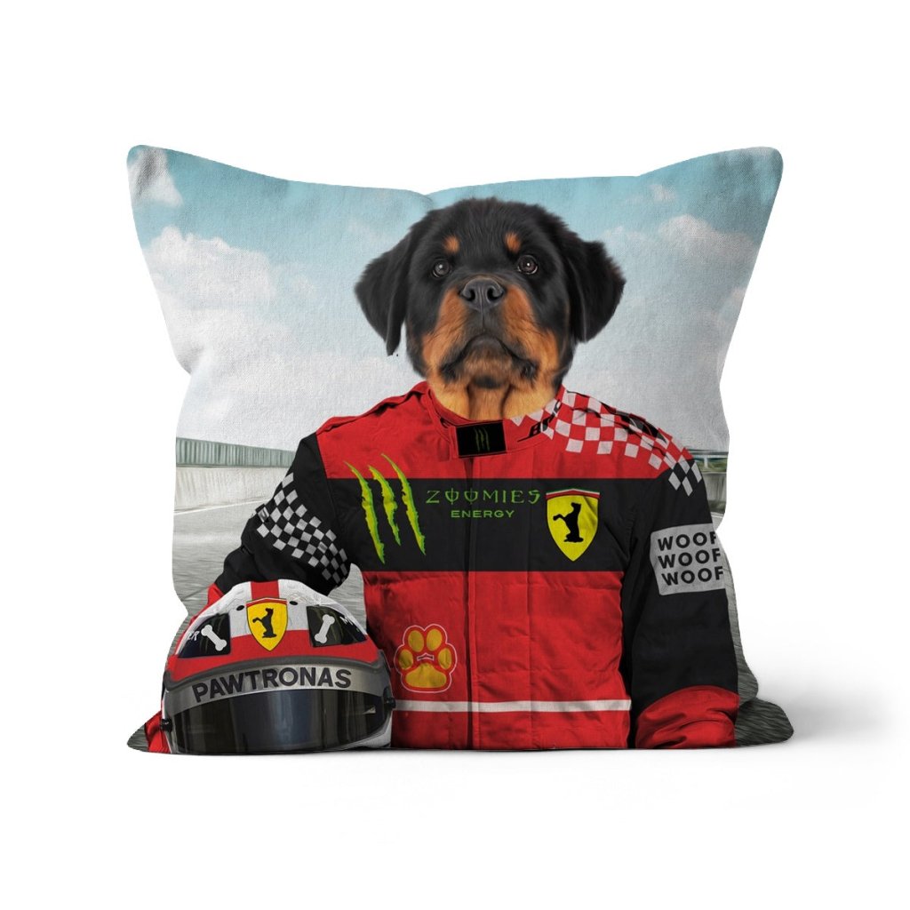 Pet Portraits | The Red Legendary Driver: Custom Pet Pillow | Paw & Glory