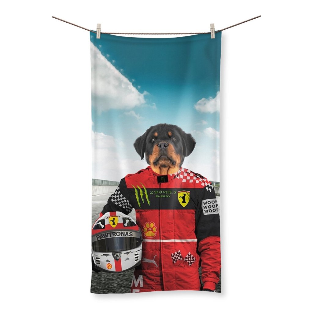 Pet Portraits | The Red Legendary Driver: Custom Pet Towel | Paw & Glory